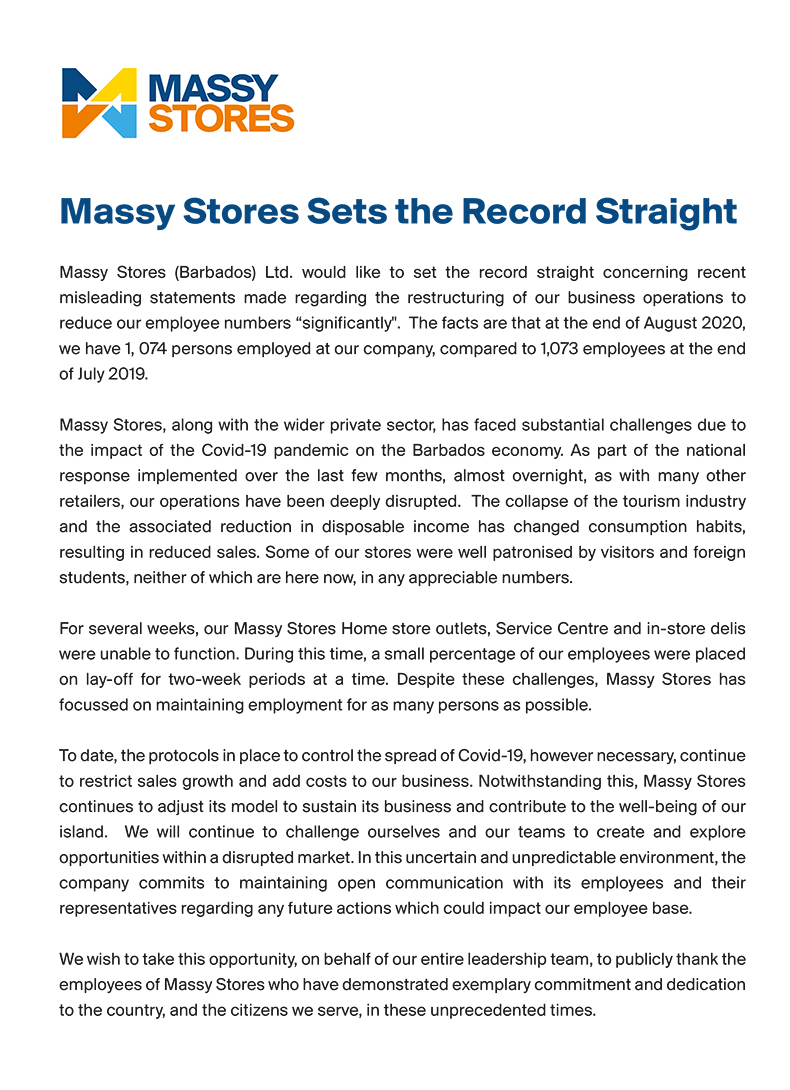 Massy Stores Sets The Record Straight