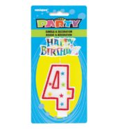 Unique Happy Birthday 4 Candle 1ct
