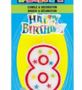 Unique Happy Birthday 8 Candle 1ct