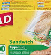 Glad-Lock Sandwich Bags zipper 100’s