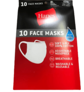 Hanes White Face Mask 10ct