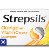 STREPSILS LOZENGES ORANGE WITH VIT C 36CT