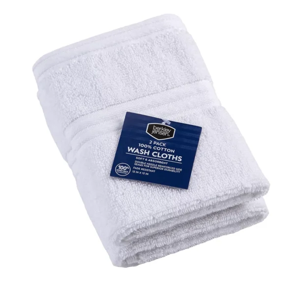 Bj Washcloth White 2 Pk