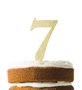 Unique Cake Topper Sliver & Gold # 5 1ct
