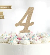 Unique Cake Topper Sliver&gold # 4 1ct