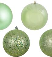 CHRISTMAS ORNAMENTAL GREEN & SILVER BALLS